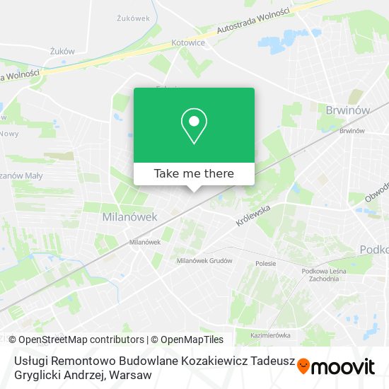 Usługi Remontowo Budowlane Kozakiewicz Tadeusz Gryglicki Andrzej map