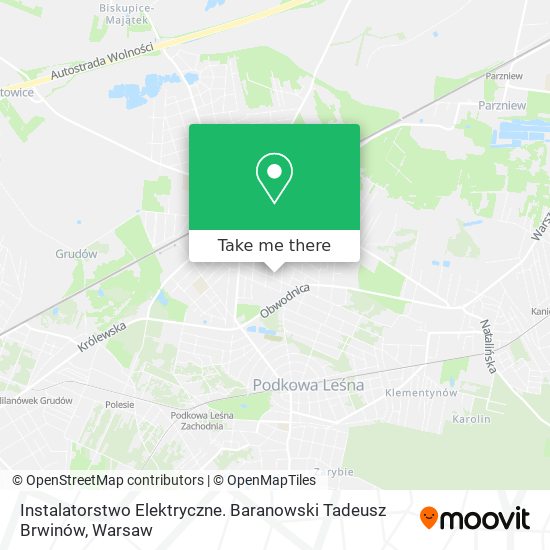 Instalatorstwo Elektryczne. Baranowski Tadeusz Brwinów map