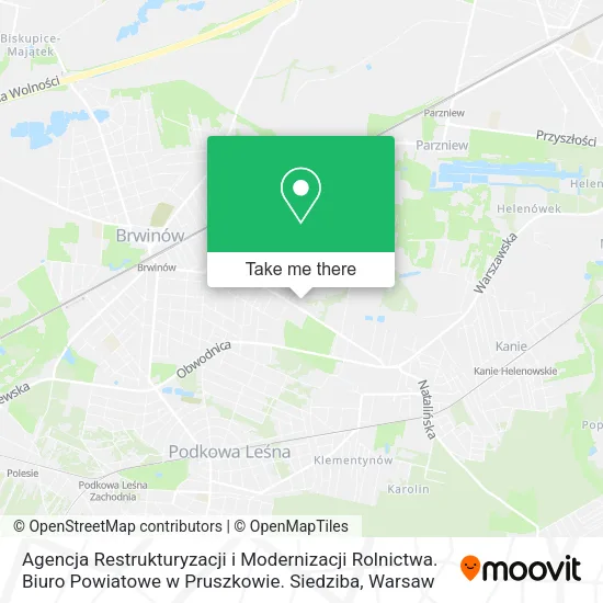 Карта Agencja Restrukturyzacji i Modernizacji Rolnictwa. Biuro Powiatowe w Pruszkowie. Siedziba