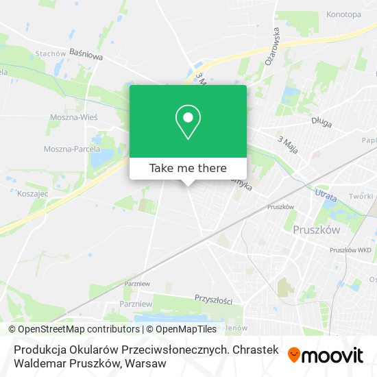 Produkcja Okularów Przeciwsłonecznych. Chrastek Waldemar Pruszków map