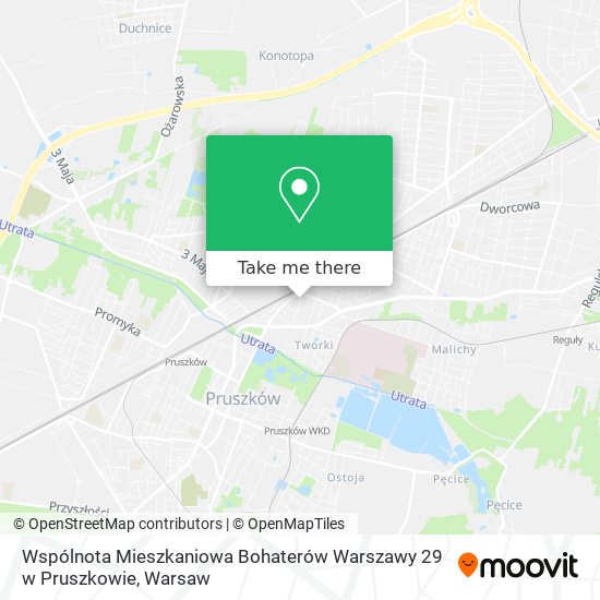 Карта Wspólnota Mieszkaniowa Bohaterów Warszawy 29 w Pruszkowie