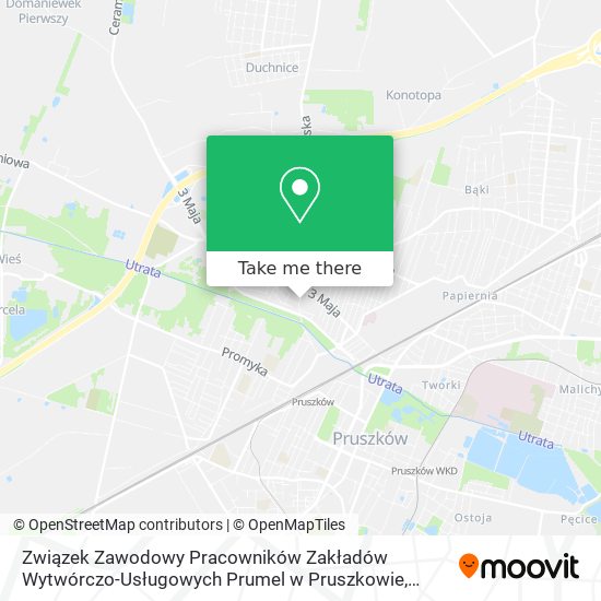 Związek Zawodowy Pracowników Zakładów Wytwórczo-Usługowych Prumel w Pruszkowie map