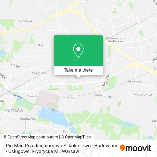Карта Pio-Mar. Przedsiębiorstwo Szkoleniowo - Budowlano - Usługowe. Frydrycka M.