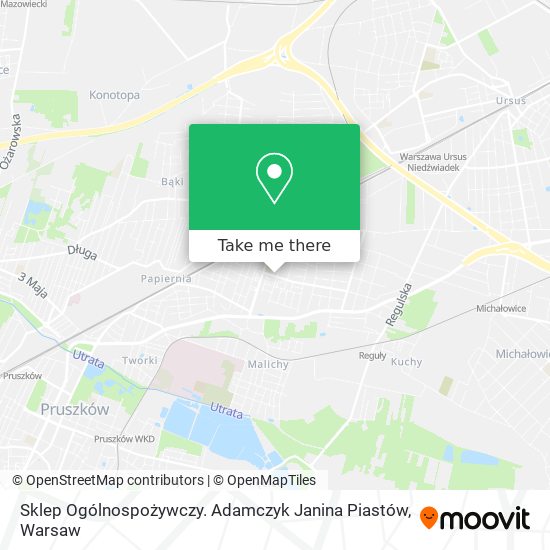 Sklep Ogólnospożywczy. Adamczyk Janina Piastów map