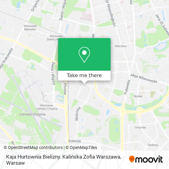 Карта Kaja Hurtownia Bielizny. Kalińska Zofia Warszawa