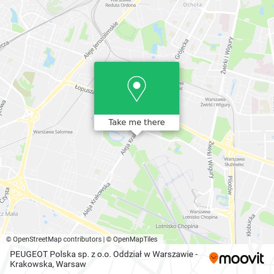 PEUGEOT Polska sp. z o.o. Oddział w Warszawie - Krakowska map