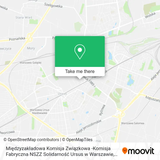 Карта Międzyzakładowa Komisja Związkowa -Komisja Fabryczna NSZZ Solidarność Ursus w Warszawie