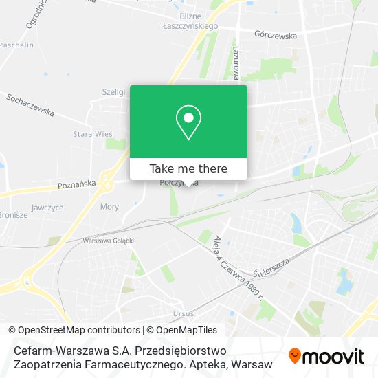 Cefarm-Warszawa S.A. Przedsiębiorstwo Zaopatrzenia Farmaceutycznego. Apteka map