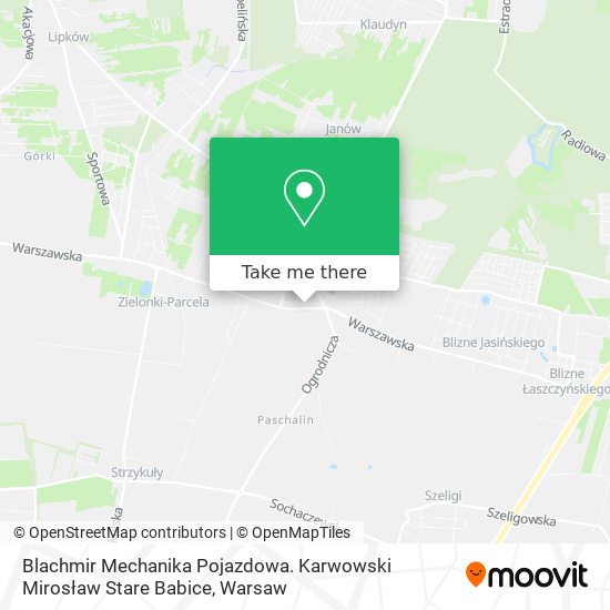 Blachmir Mechanika Pojazdowa. Karwowski Mirosław Stare Babice map