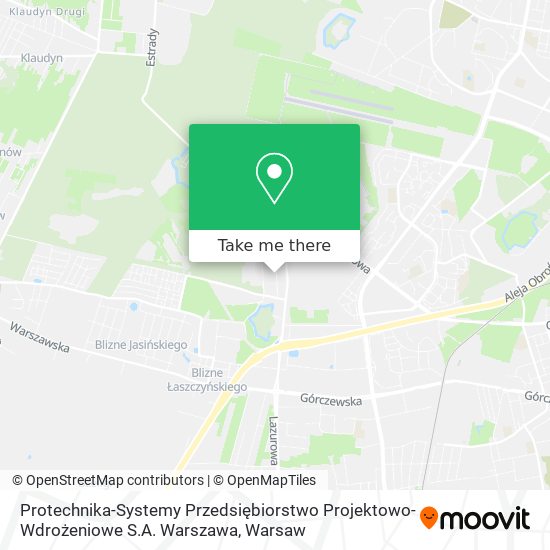 Карта Protechnika-Systemy Przedsiębiorstwo Projektowo-Wdrożeniowe S.A. Warszawa