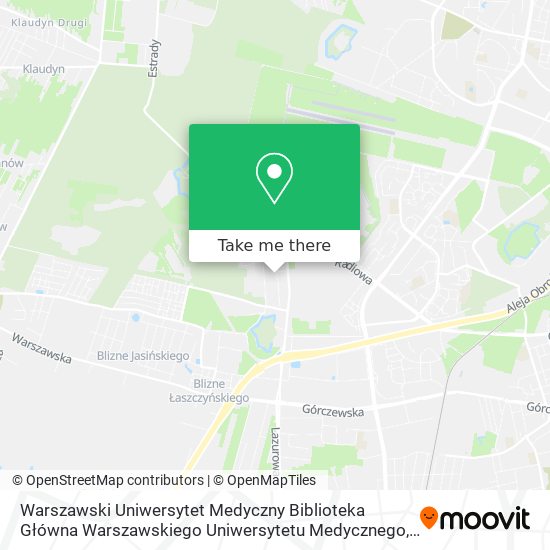 Карта Warszawski Uniwersytet Medyczny Biblioteka Główna Warszawskiego Uniwersytetu Medycznego