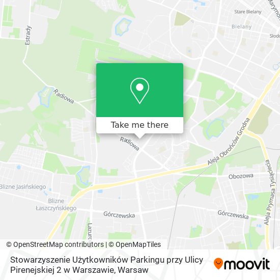 Stowarzyszenie Użytkowników Parkingu przy Ulicy Pirenejskiej 2 w Warszawie map