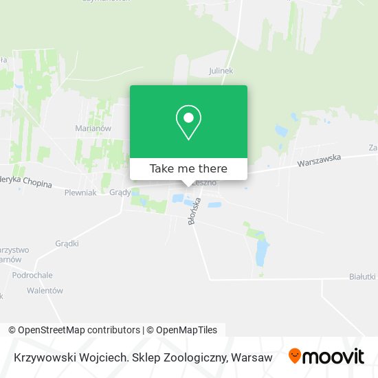 Krzywowski Wojciech. Sklep Zoologiczny map