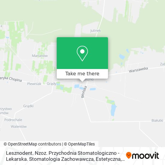 Lesznodent. Nzoz. Przychodnia Stomatologiczno - Lekarska. Stomatologia Zachowawcza, Estetyczna map