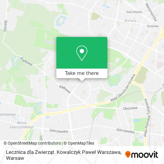 Карта Lecznica dla Zwierząt. Kowalczyk Paweł Warszawa