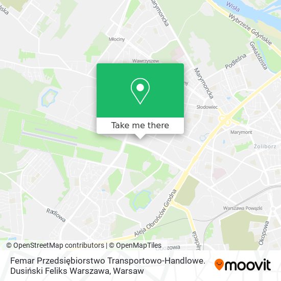 Femar Przedsiębiorstwo Transportowo-Handlowe. Dusiński Feliks Warszawa map