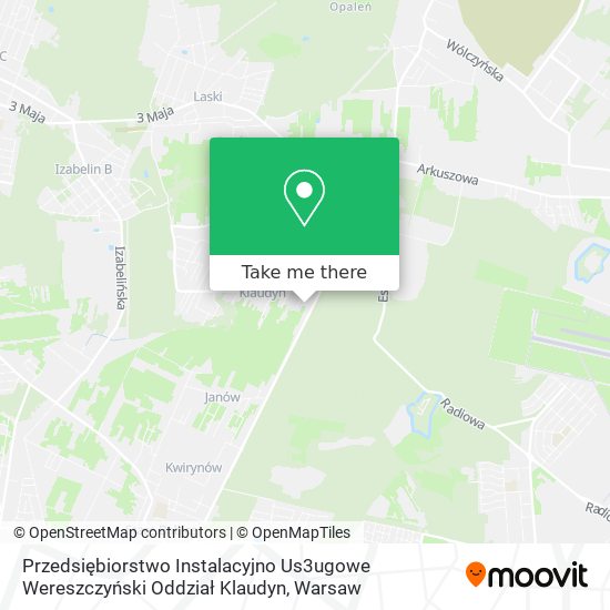 Карта Przedsiębiorstwo Instalacyjno Us3ugowe Wereszczyński Oddział Klaudyn