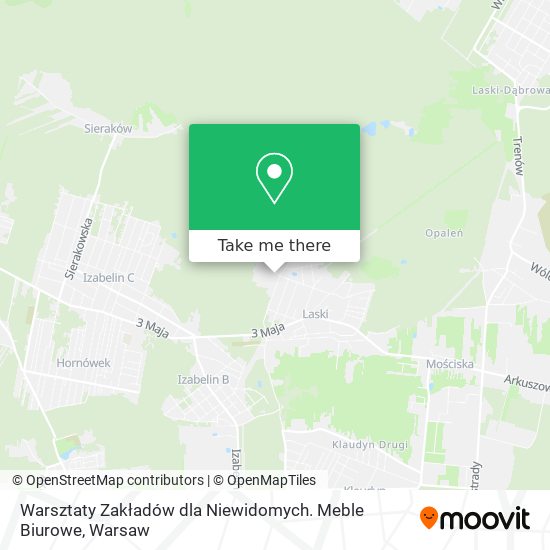 Warsztaty Zakładów dla Niewidomych. Meble Biurowe map