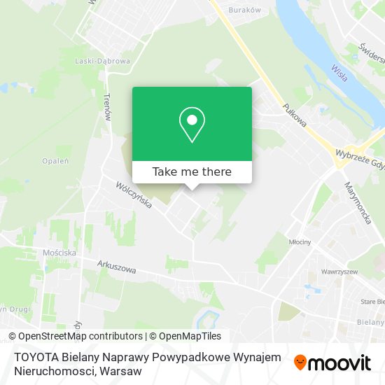 TOYOTA Bielany Naprawy Powypadkowe Wynajem Nieruchomosci map