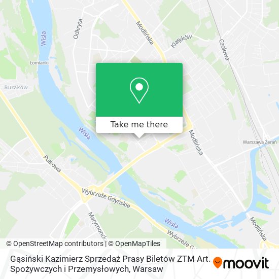 Gąsiński Kazimierz Sprzedaż Prasy Biletów ZTM Art. Spożywczych i Przemysłowych map