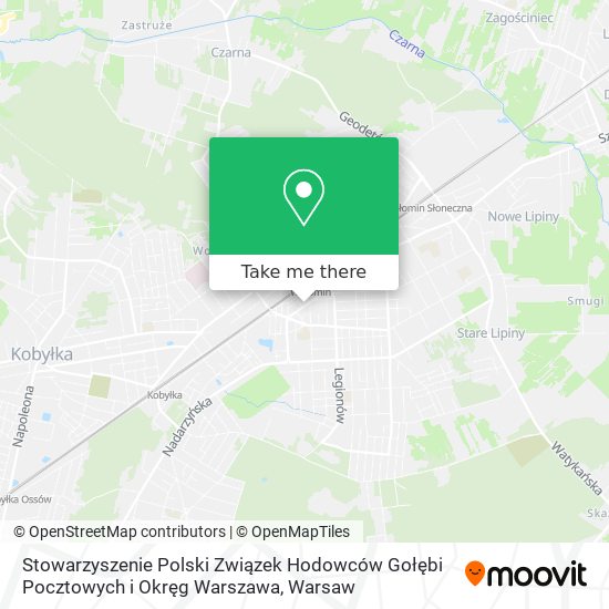 Stowarzyszenie Polski Związek Hodowców Gołębi Pocztowych i Okręg Warszawa map