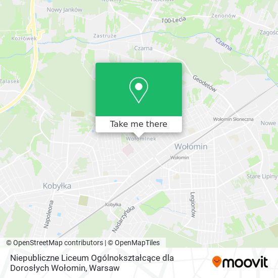 Niepubliczne Liceum Ogólnokształcące dla Dorosłych Wołomin map