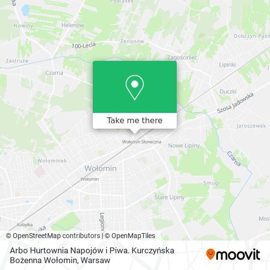 Arbo Hurtownia Napojów i Piwa. Kurczyńska Bożenna Wołomin map