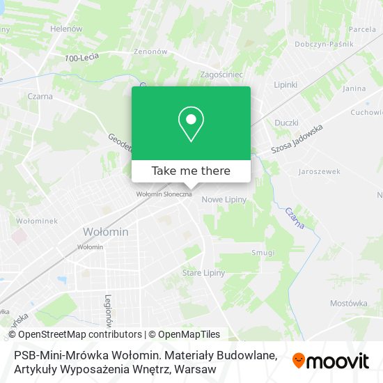 PSB-Mini-Mrówka Wołomin. Materiały Budowlane, Artykuły Wyposażenia Wnętrz map