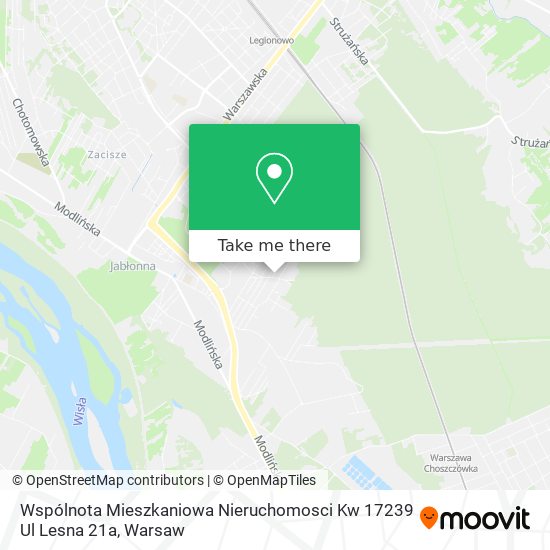 Карта Wspólnota Mieszkaniowa Nieruchomosci Kw 17239 Ul Lesna 21a