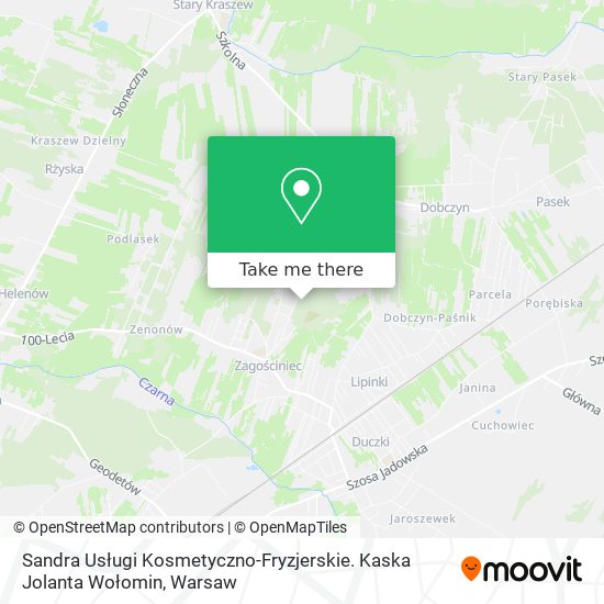 Карта Sandra Usługi Kosmetyczno-Fryzjerskie. Kaska Jolanta Wołomin