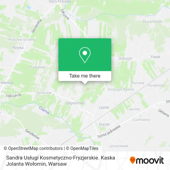 Карта Sandra Usługi Kosmetyczno-Fryzjerskie. Kaska Jolanta Wołomin