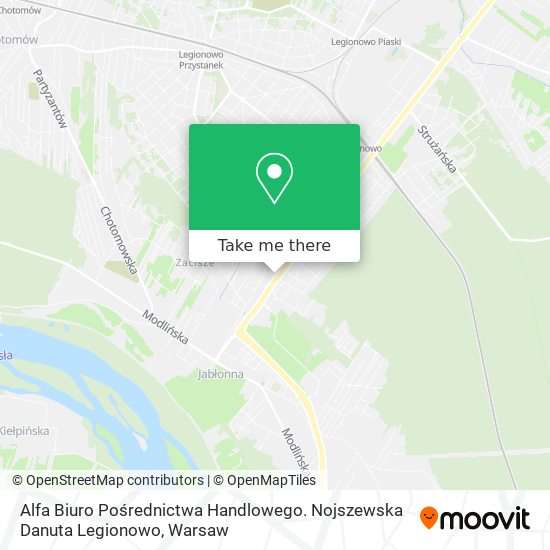 Alfa Biuro Pośrednictwa Handlowego. Nojszewska Danuta Legionowo map