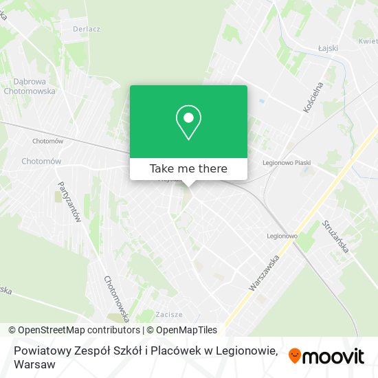 Карта Powiatowy Zespół Szkół i Placówek w Legionowie