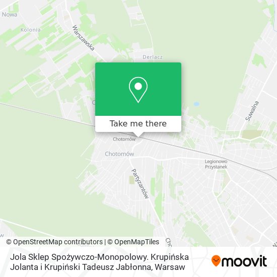 Jola Sklep Spożywczo-Monopolowy. Krupińska Jolanta i Krupiński Tadeusz Jabłonna map