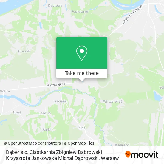 Карта Dąber s.c. Ciastkarnia Zbigniew Dąbrowski Krzysztofa Jankowska Michał Dąbrowski