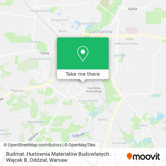 Budmat. Hurtownia Materiałów Budowlanych. Więcek B. Oddział map