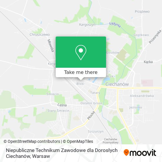 Niepubliczne Technikum Zawodowe dla Dorosłych Ciechanów map