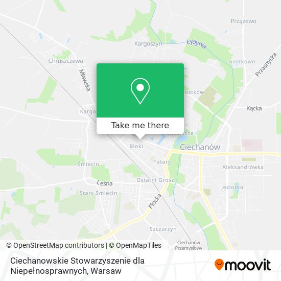 Ciechanowskie Stowarzyszenie dla Niepełnosprawnych map