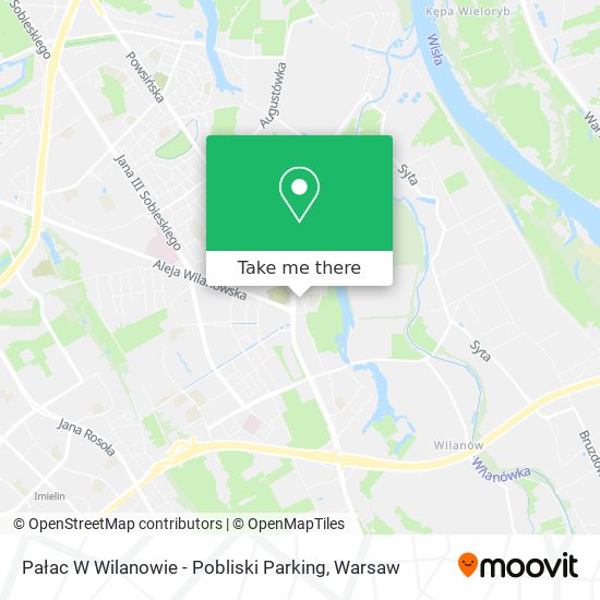 Pałac W Wilanowie - Pobliski Parking map