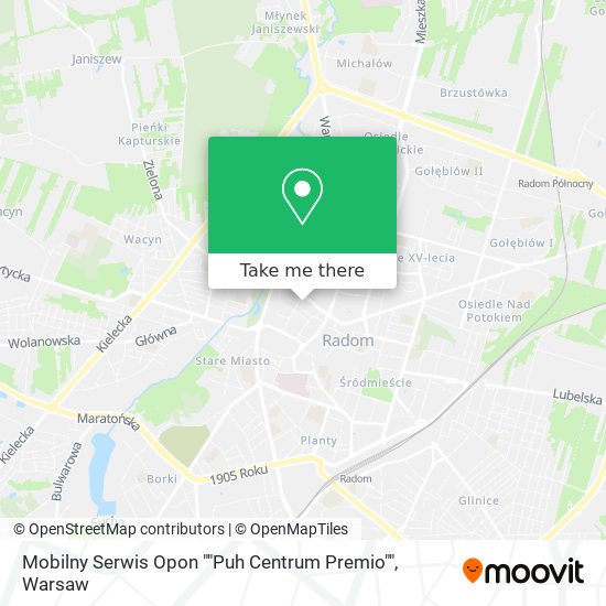 Карта Mobilny Serwis Opon ""Puh Centrum Premio""