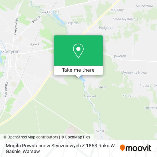 Карта Mogiła Powstańców Styczniowych Z 1863 Roku W Gaśnie