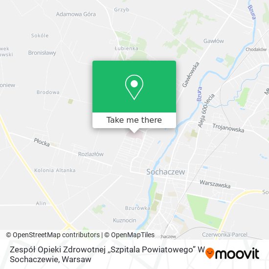 Zespół Opieki Zdrowotnej ,,Szpitala Powiatowego” W Sochaczewie map