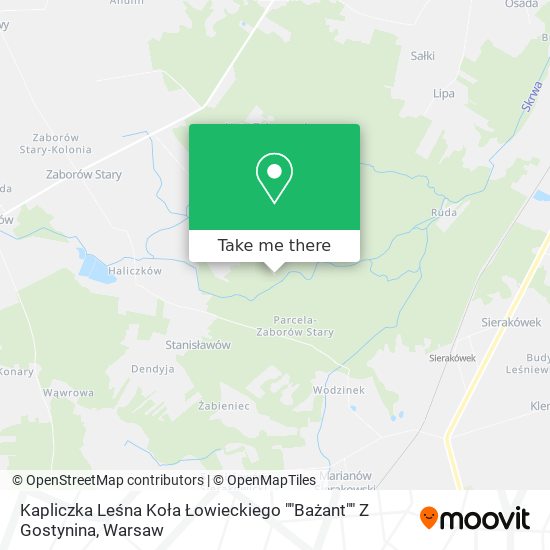 Kapliczka Leśna Koła Łowieckiego ""Bażant"" Z Gostynina map