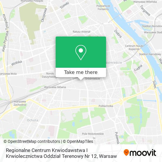 Regionalne Centrum Krwiodawstwa I Krwiolecznictwa Oddział Terenowy Nr 12 map