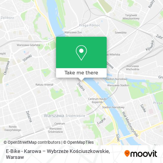 Карта E-Bike - Karowa – Wybrzeże Kościuszkowskie