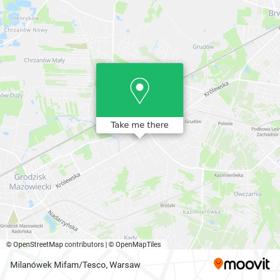 Milanówek Mifam/Tesco map