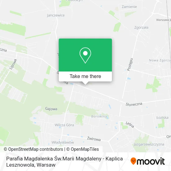 Parafia Magdalenka Św.Marii Magdaleny - Kaplica Lesznowola map