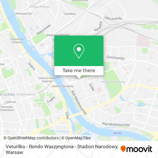 Veturilko - Rondo Waszyngtona - Stadion Narodowy map