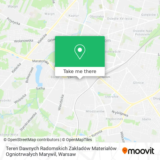 Карта Teren Dawnych Radomskich Zakładów Materiałów Ogniotrwałych Marywil