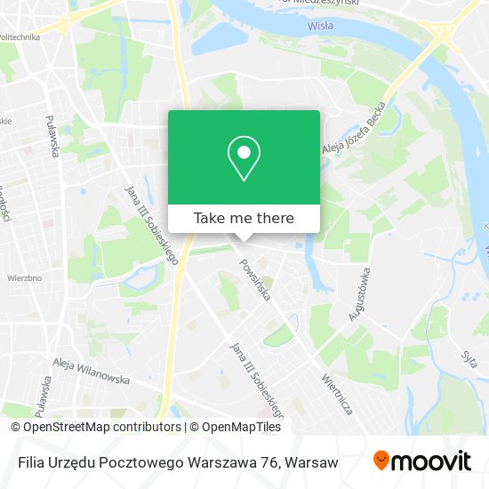 Filia Urzędu Pocztowego Warszawa 76 map